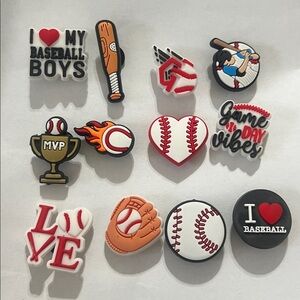 Baseball Themed Shoe Charms 12 pieces New!